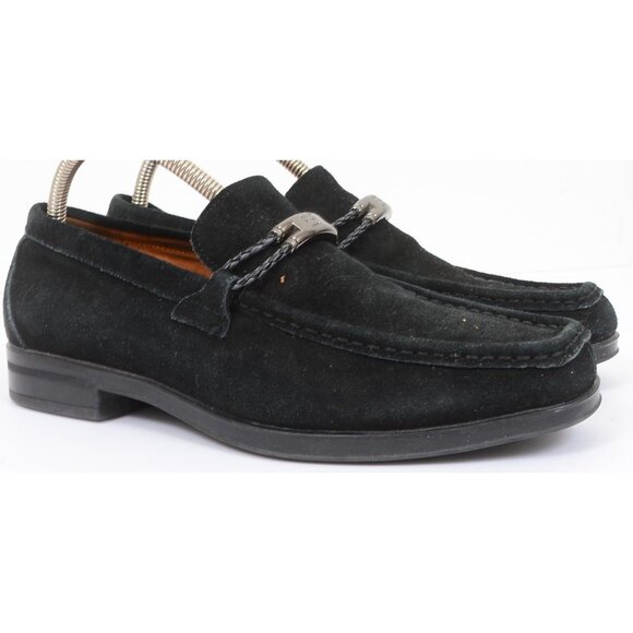Stacy Adams Men's 8 Neville Black Suede Leather Moc-Toe Slip-On Loafers Preppy - Picture 1 of 10